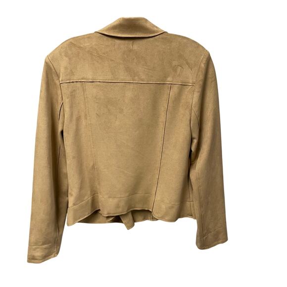 Evereve Faux Suede Tan Zip Up Moto Jacket Womens Size Medium - Picture 5 of 6